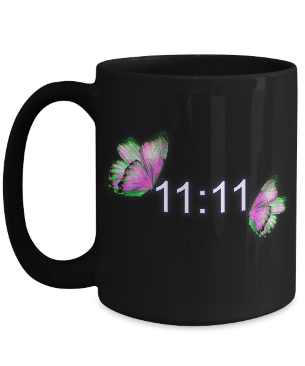 1111 Coffee Mug with Angel Number and Butterfly Inspirational Gift