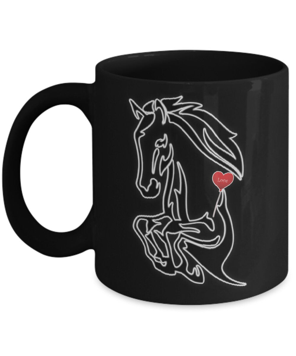 I love my horse black coffee mug for horse lovers and gifts