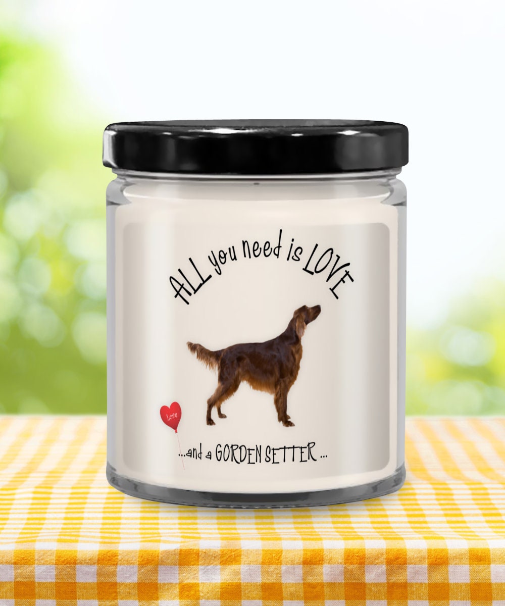 Gorden Setter Dog Candle Gift for Dog Lovers All You Need Is Love