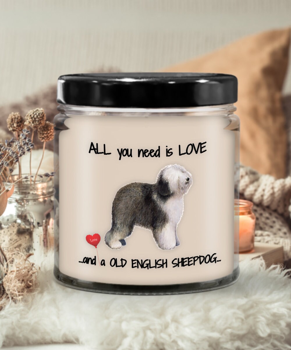 Old English Sheepdog Candle Unique Gift for Dog Lovers