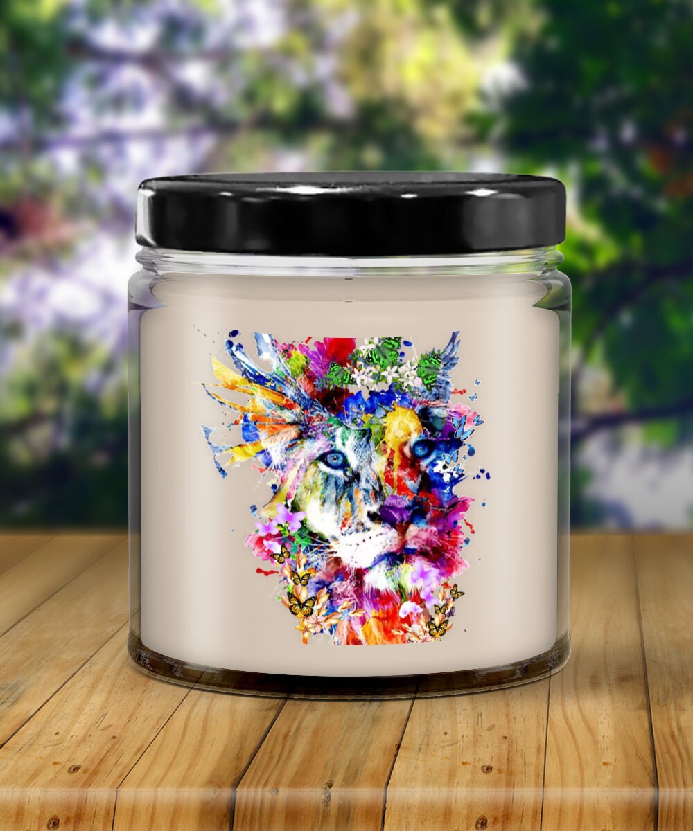 Artsy Lion Candle Gift Decorative Hand Poured Scented Decor