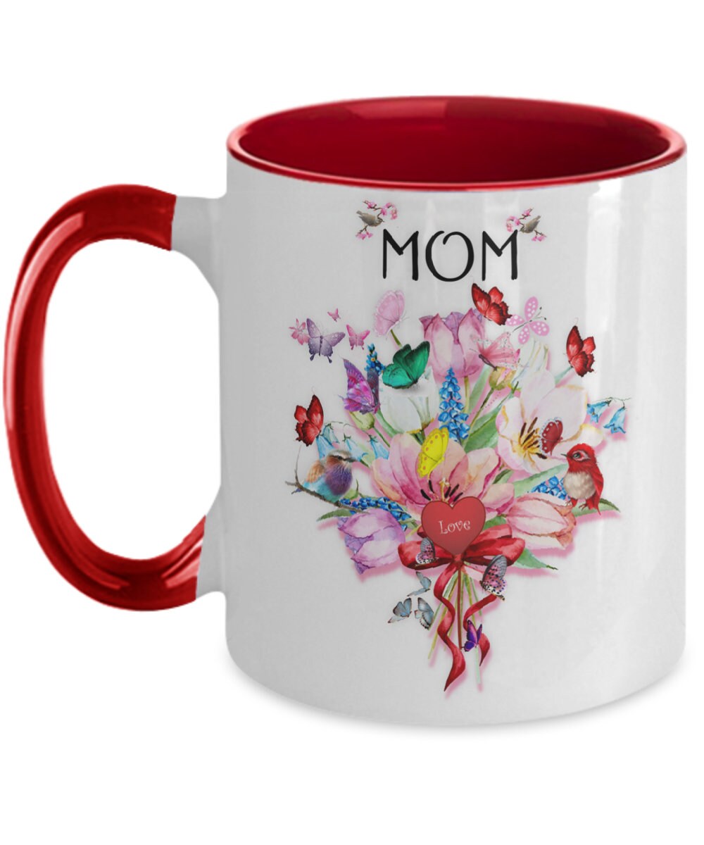 Mom Coffee Mug with Floral Design Perfect Mothers Day Gift