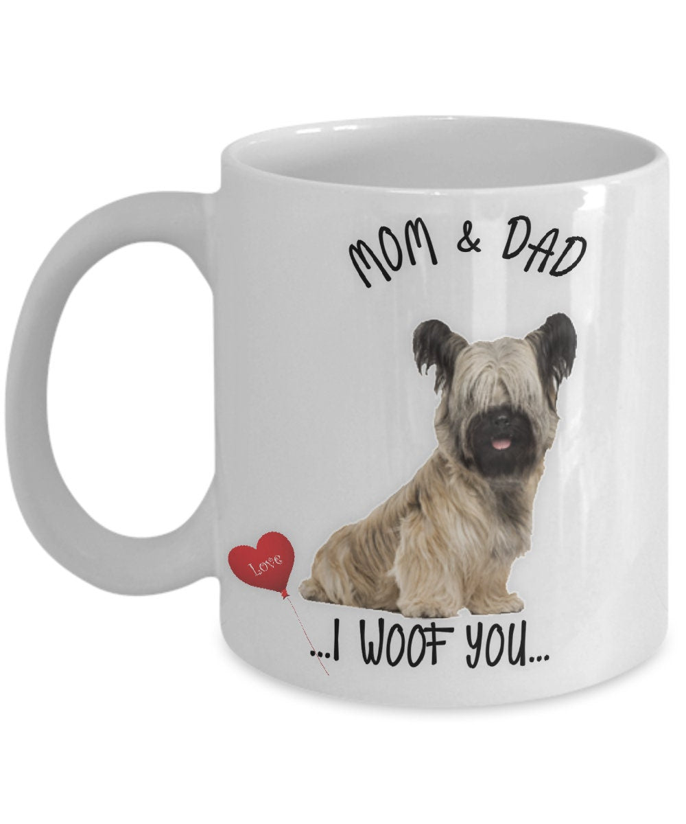 Skye Terrier Dog Mug I Woof You Gift for Mom and Dad
