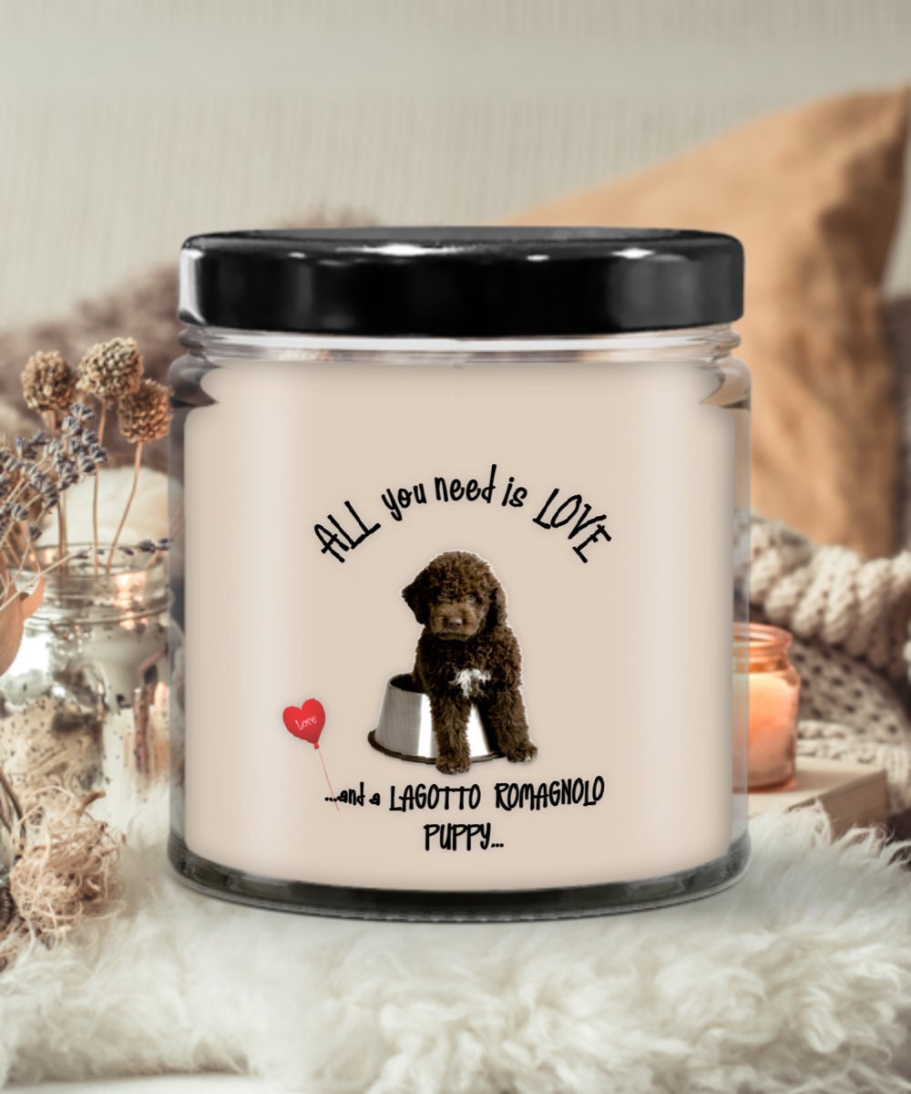 All you need is love and a Lagotto Romagnolo candle gift