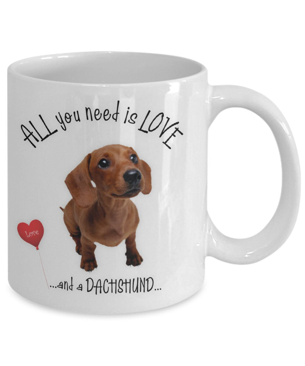All you need is love and a dachshund coffee mug gift