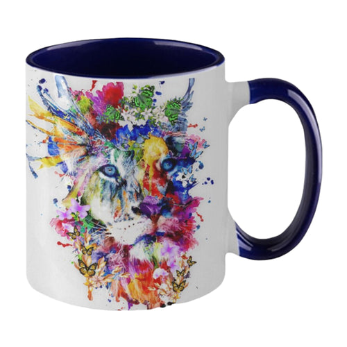 Abstract Lion Gift Mug Designer Coffee Cup with Colorful Art