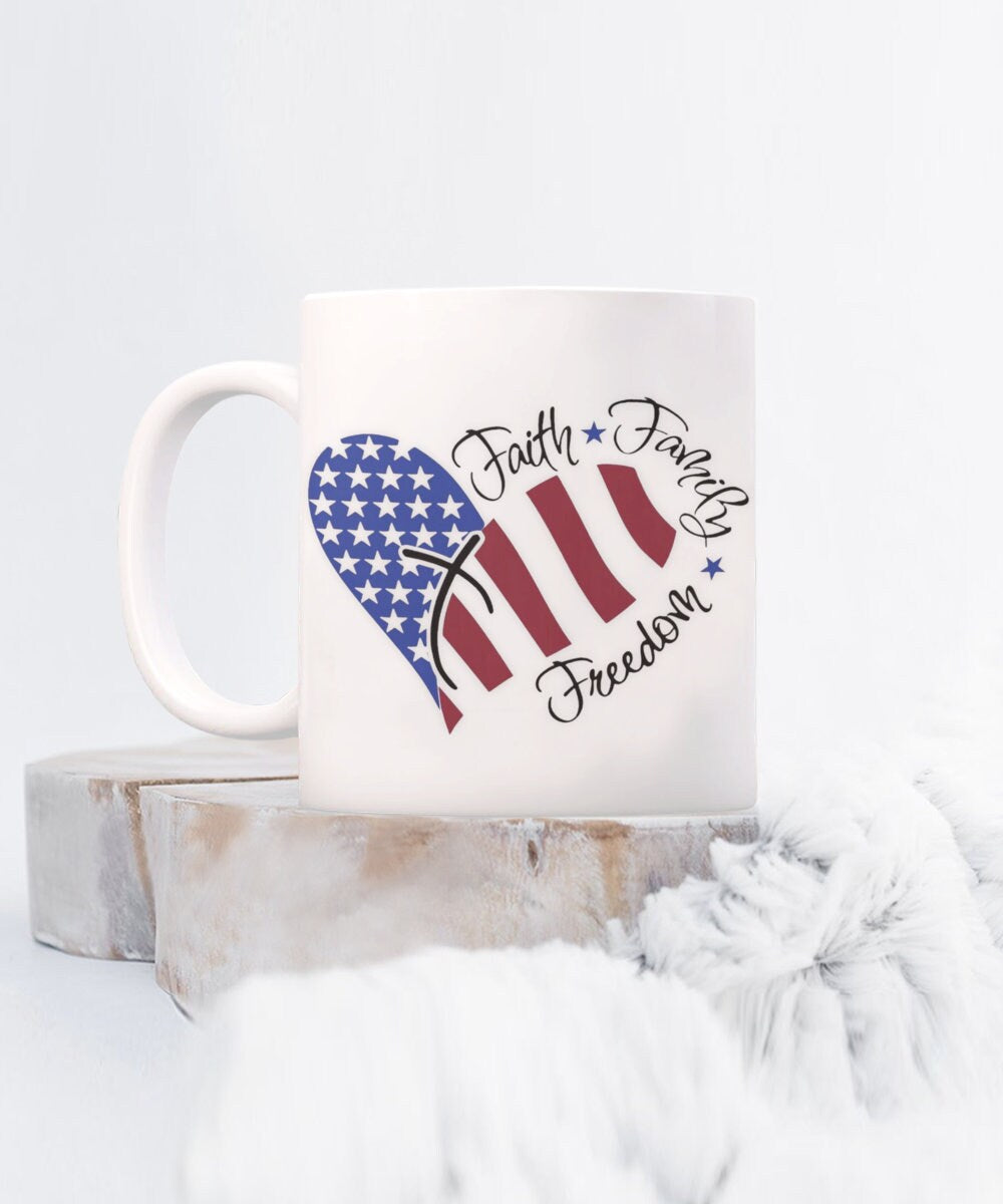 Faith Family Freedom Patriotic Coffee Mug for Everyday Use