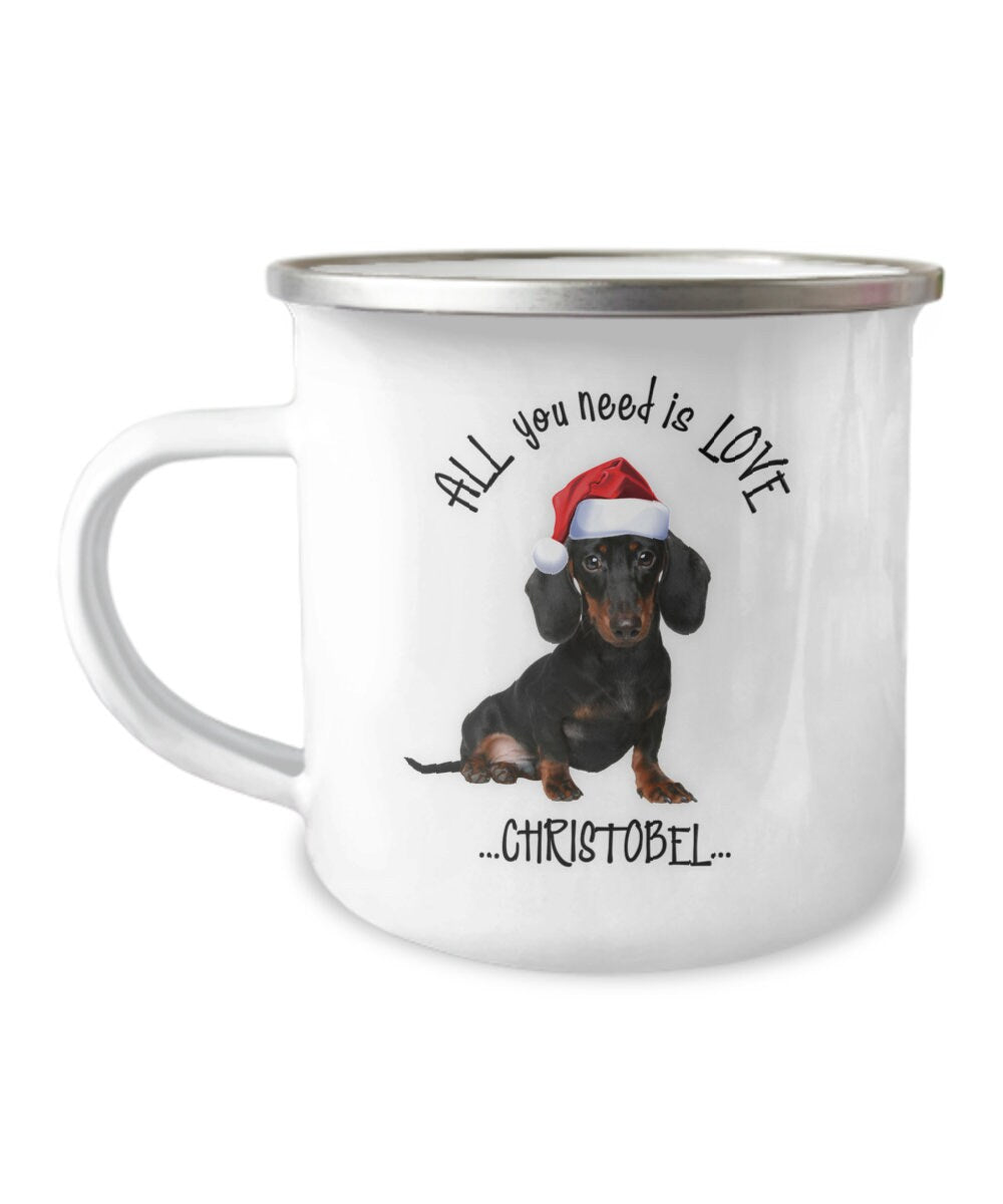 All you need is love and christobel holiday dog mug