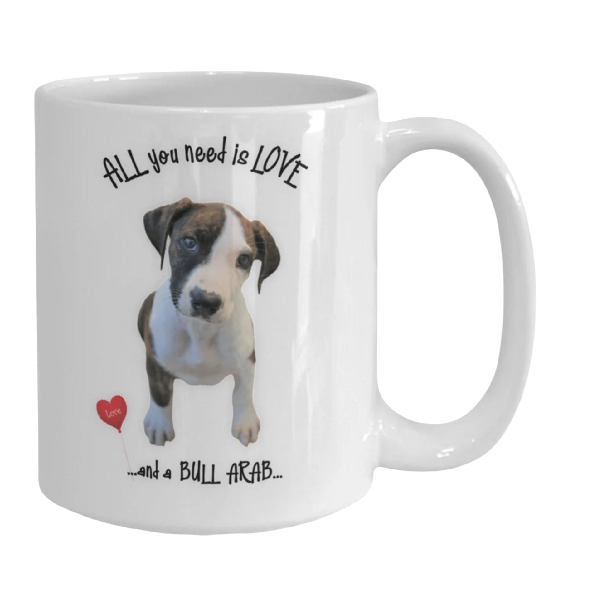 All you need is love and a Bull Arab dog coffee mug