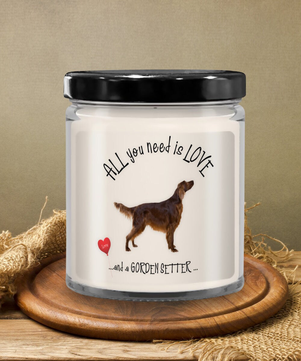 Gorden Setter Dog Candle Gift for Dog Lovers All You Need Is Love